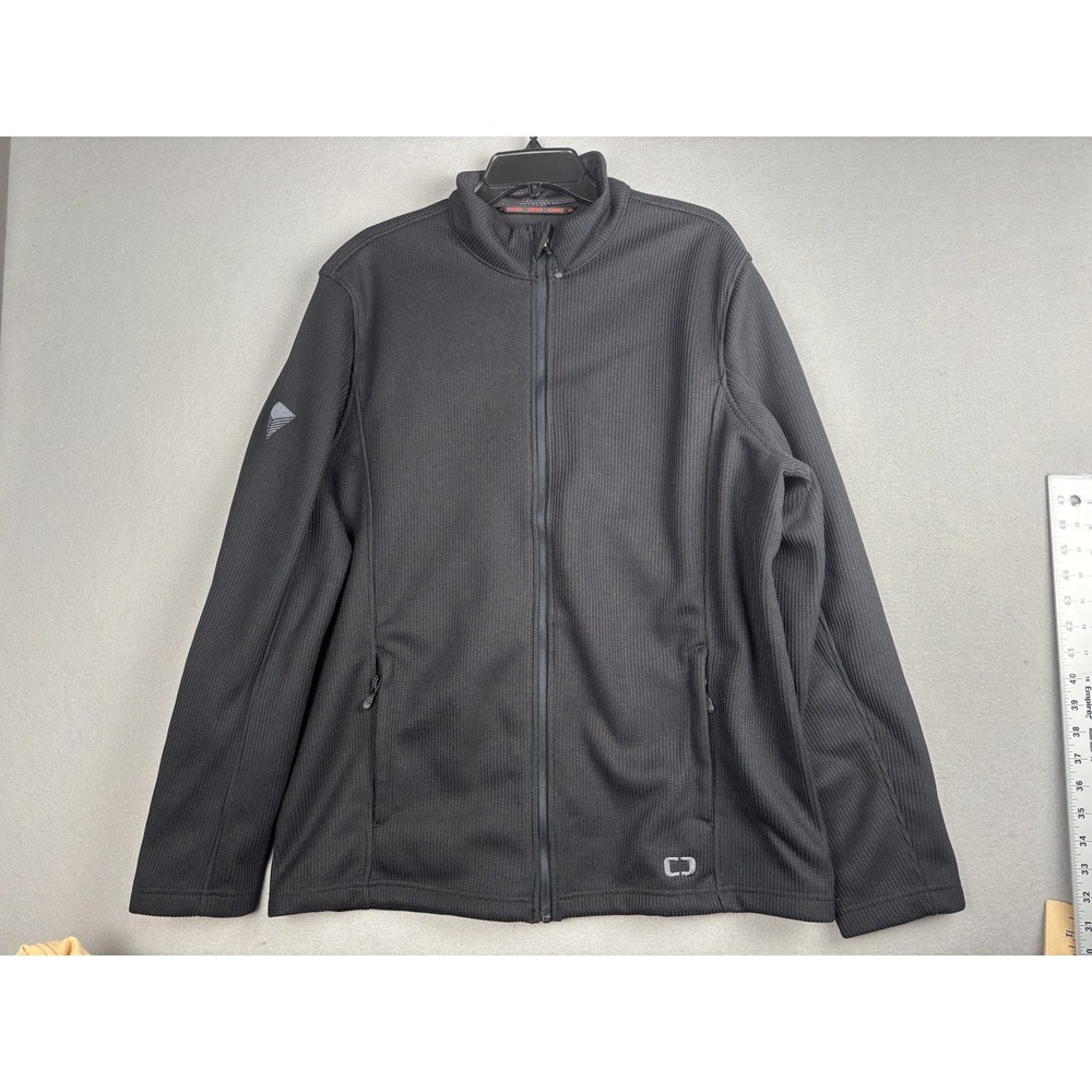 Ogio Jacket Mens XL Black Full Zip Textured Polyester Fleece Lined Pockets